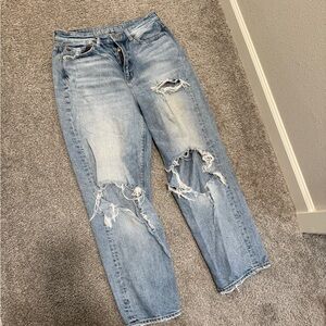 American Eagle Outfitters Ripped Light Blue Boyfriend Jeans